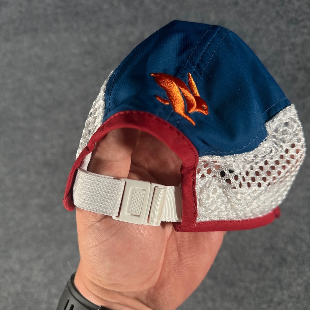 Boco Gear Rabbit RAD Running Hat Mesh Technical Performance Cap OSFM Blue Orange - Picture 3 of 7